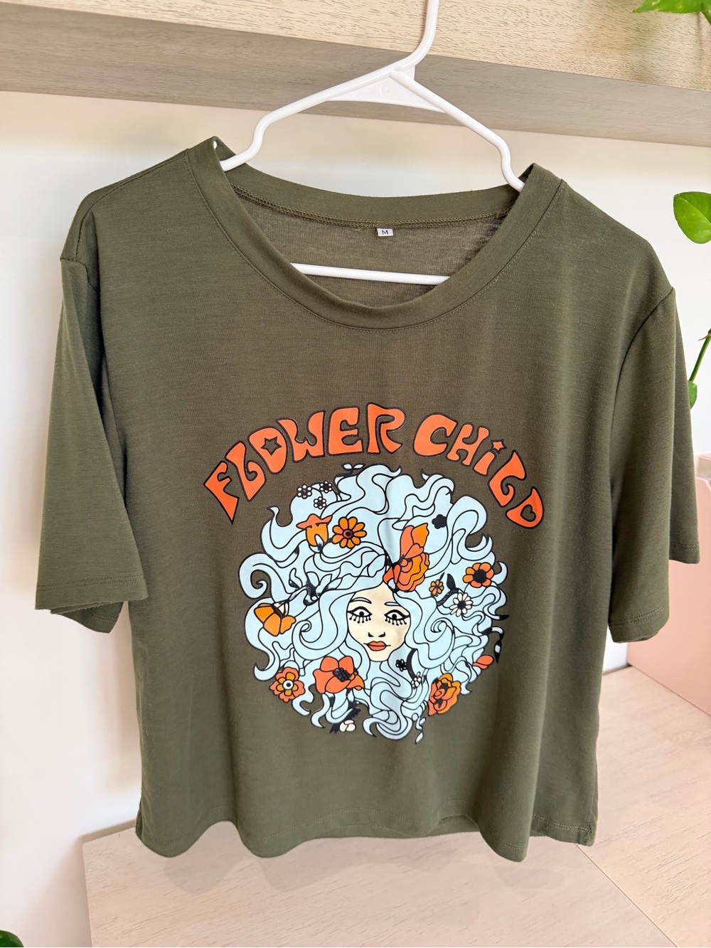 Flower Child Graphic Tee - Olive Green